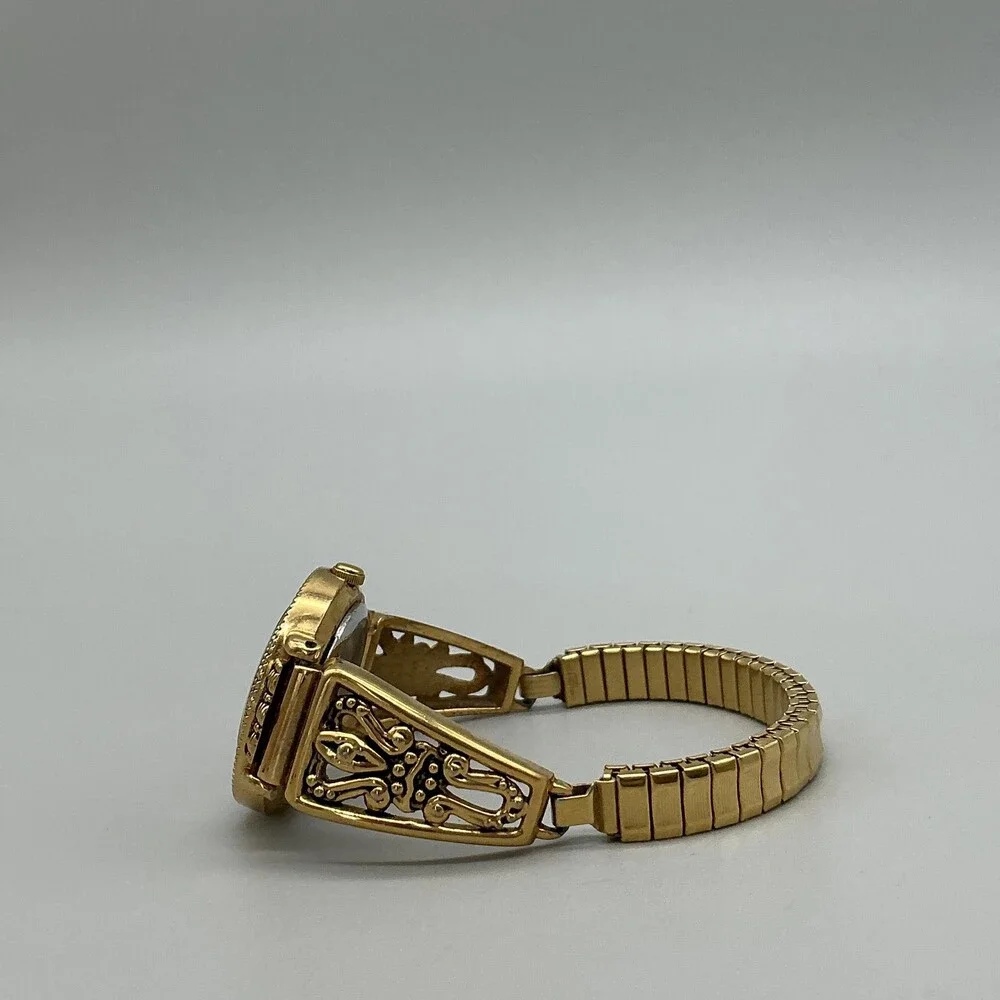 Vintage SII Angel Cherub Womens Watch 26mm Gold Tone Stretch Band New Battery a